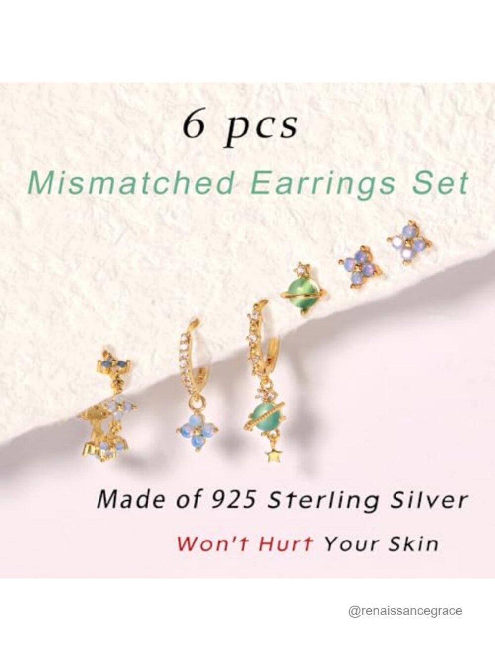 Gold Plated Sterling Silver Cartilage Earring Stacks for Women, Hypoallergenic